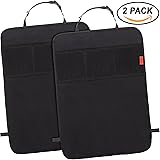 Car Kick Mats Seat Back Protectors with Odor Free, Premium Waterproof Fabric, Reinforced Corners to Prevent Sag, and 3 Mesh Pockets for Great Storage