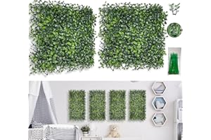 Bybeton Artificial Green Wall Decor,10"x 10"(6Pcs) UV-Anti Boxwood Hedge Topiary Wall Panels for Indoor Outdoor Privacy Protected and Garden,Balcony,Privacy Fence Screen Decor