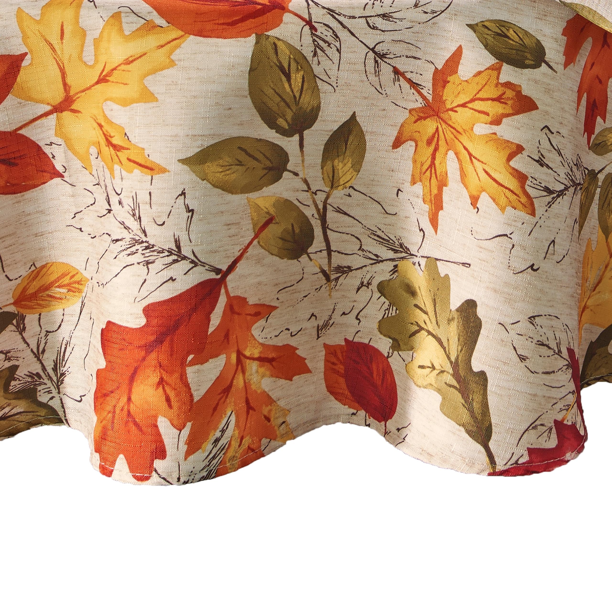 Elrene Home Fashions Autumn Leaves Fall Printed Tablecloth, Holiday Table Cover for Formal or Everyday Use, 70" Round — image 1