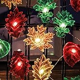 Fall Leaf Lights Thanksgiving Fairy String Lights Harvest Decorative Lights Maple Oak Decor 10ft 30LED USB Plug in or Battery Power Lights for Home Bedroom Autumn Wreath Tree Décor