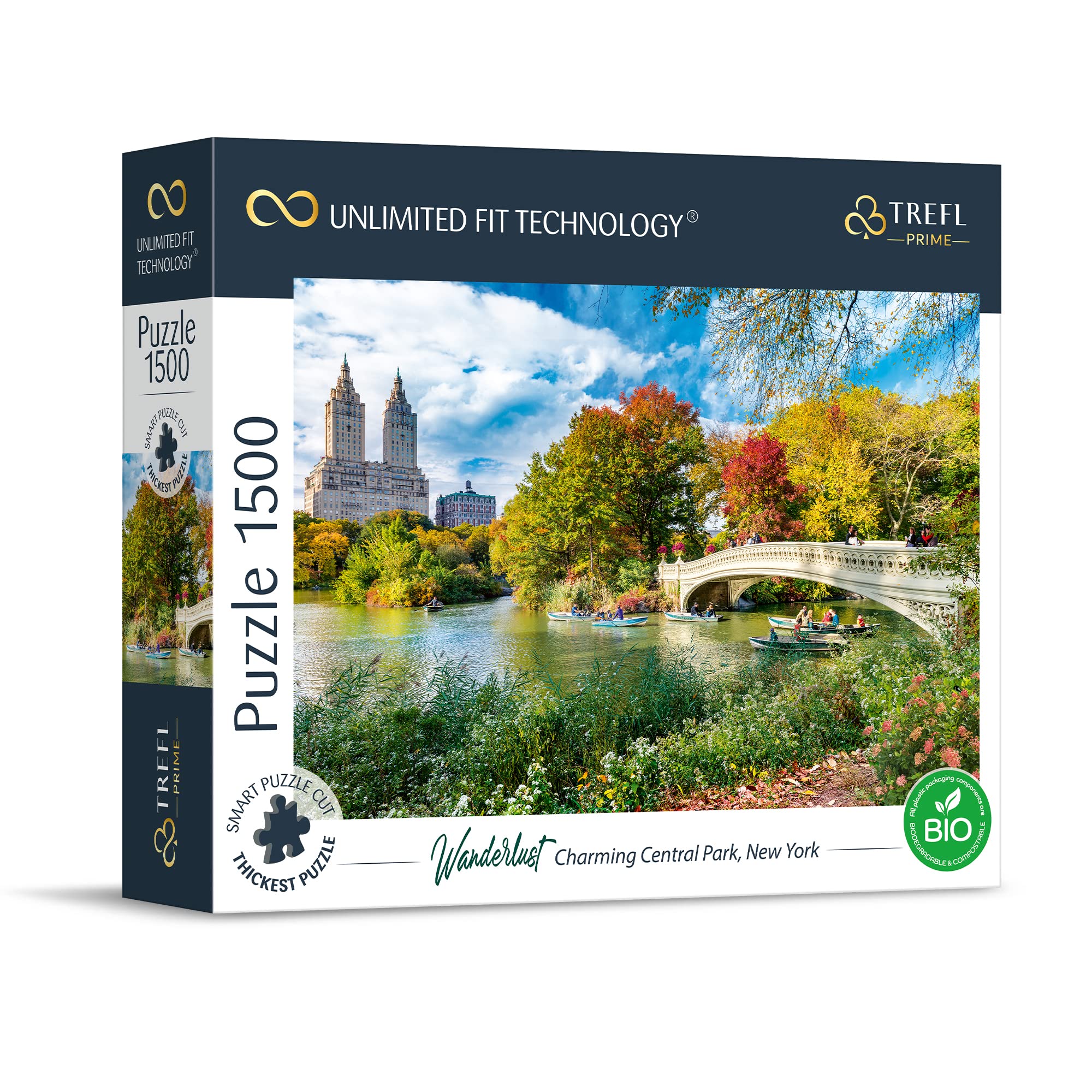 Trefl 26194 1500 Elements Thickest Cardboard Organic ECO USA Travel Entertainment for Adults and Children from 12 Years UFT Puzzle Wanderlust: Charming Central Park New York
