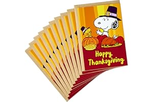 Hallmark Pack of Peanuts Thanksgiving Cards, Snoopy and Woodstock (10 Cards with Envelopes)