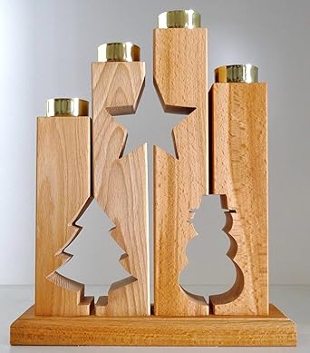 Holz Kerzenständer Schneemann Tanne U Stern Made In