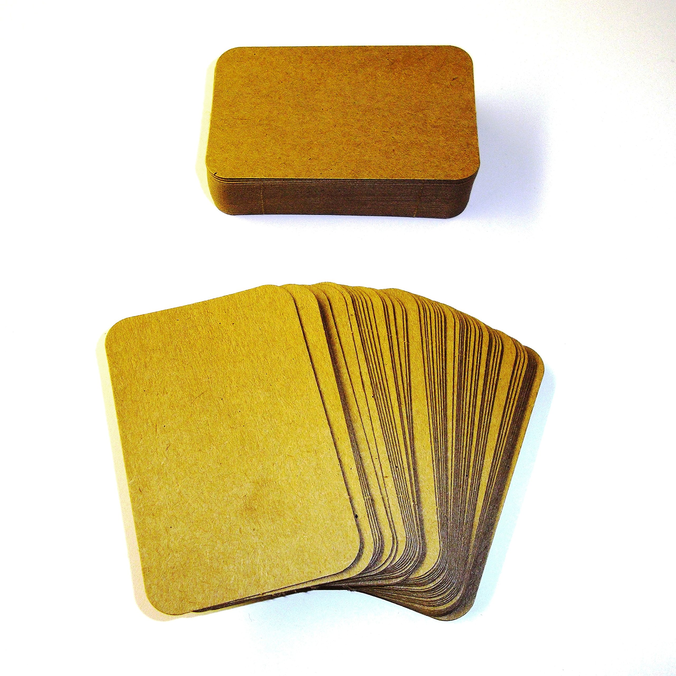 100 X Kraft Rounded Blank Business Cards - 270gsm Brown Kraft Card - UK Card Crafts