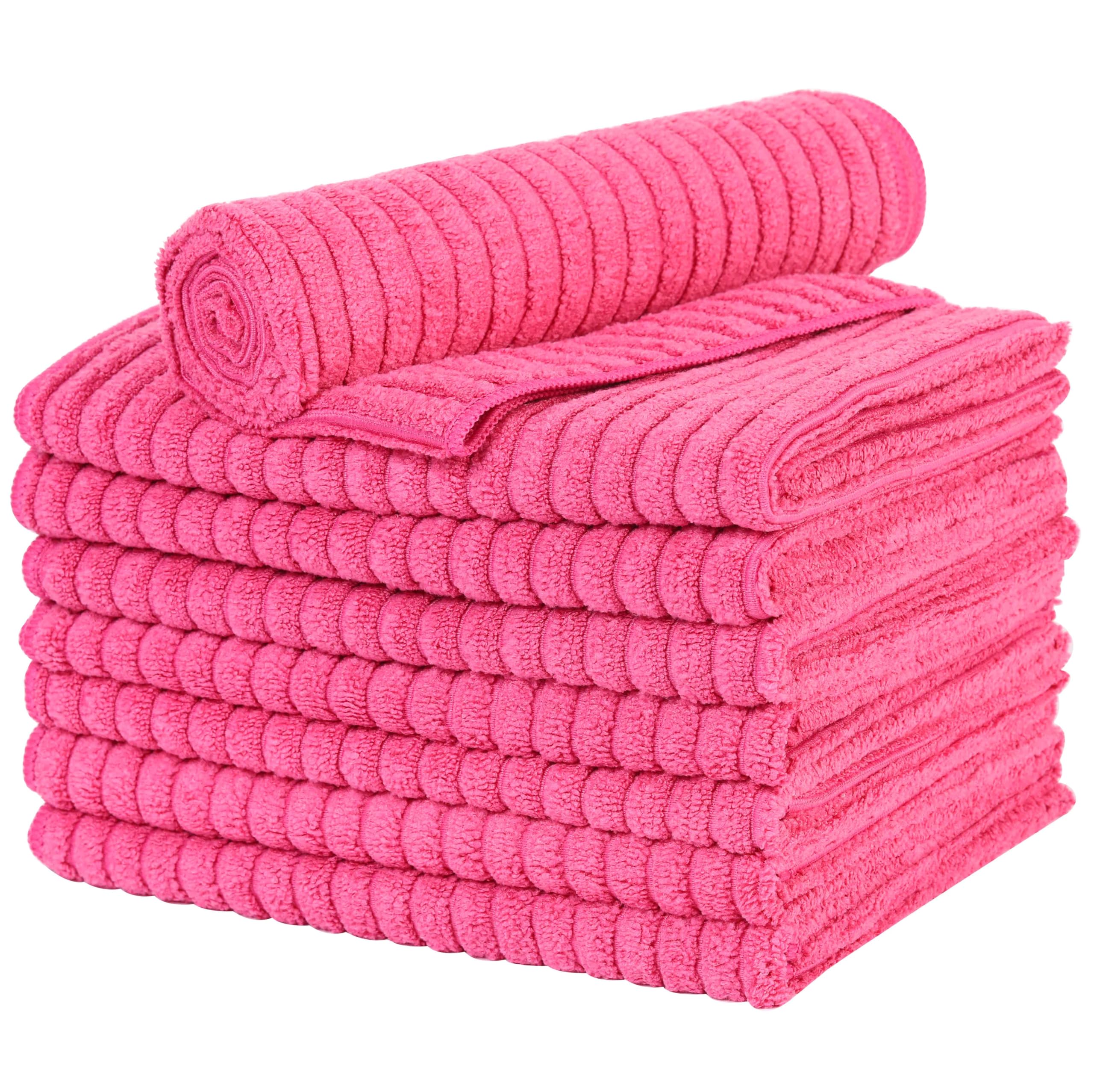 gryeer Microfibre Tea Towels, Thick, Soft, Super Absorbent and Lint Free Kitchen Towels, 45 x 65 cm, Pack of 8, Red