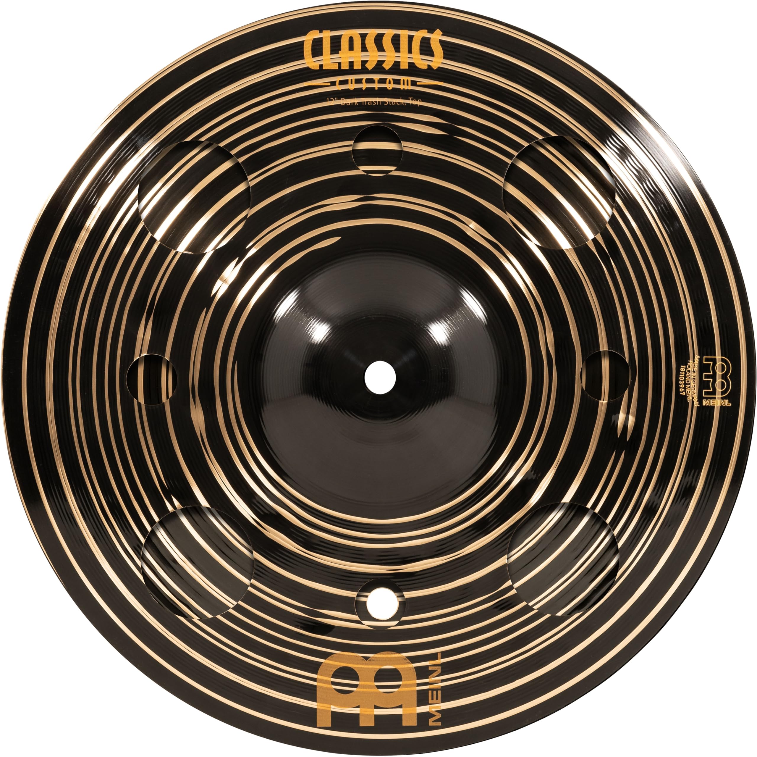 Meinl Cymbals Classics Custom Dark Trash Stack Cymbal 12 inch (Video) for Drum Set (30,48cm) B12 Bronze, Dark Finish, Made in Germany (CC-12DASTK)