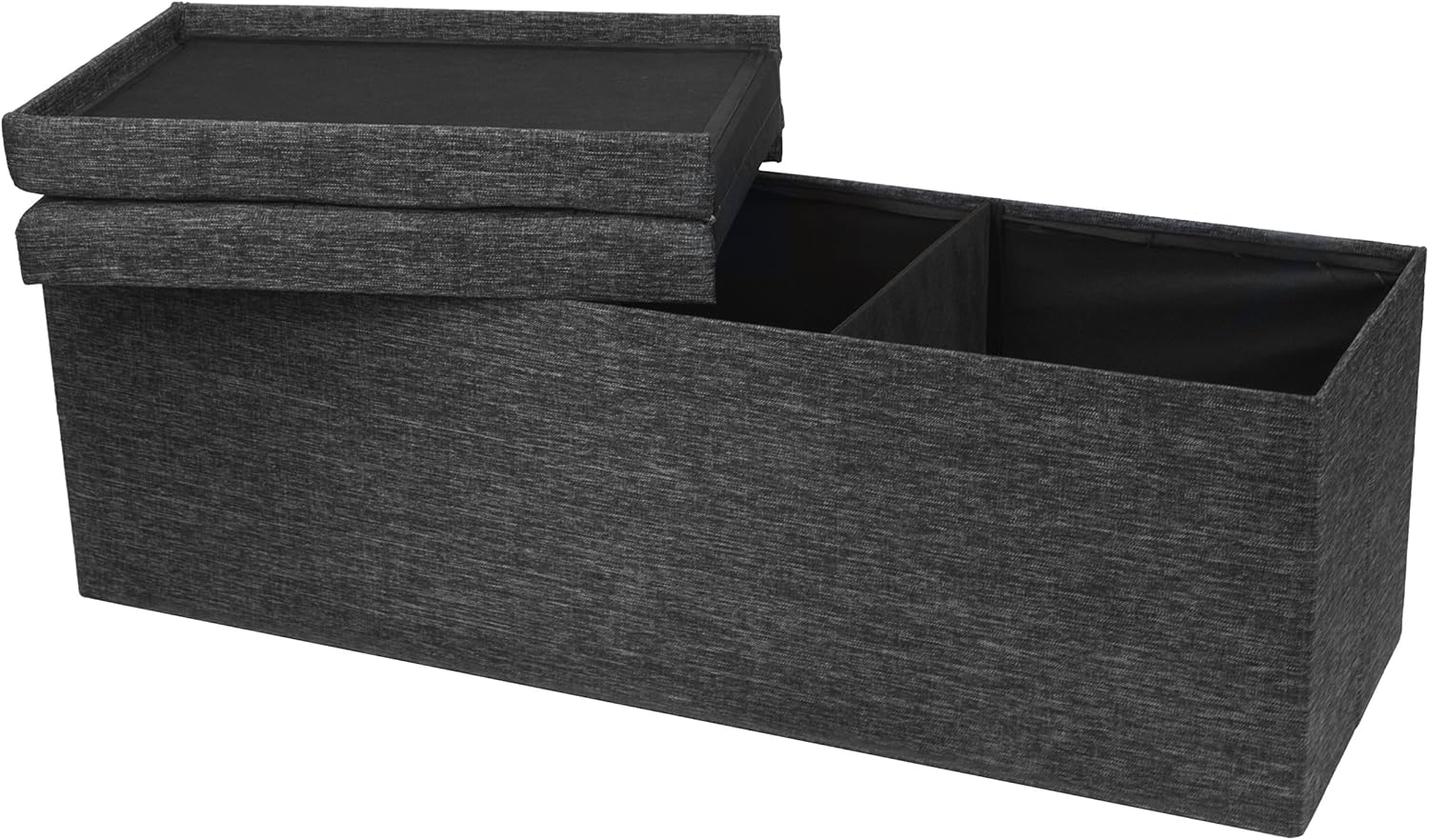 Otto & Ben Folding Toy Box Chest with SMART LIFT Top Linen Fabric Ottomans Bench Foot Rest for Bedroom and Living Room, Dark Grey: Furniture & Decor