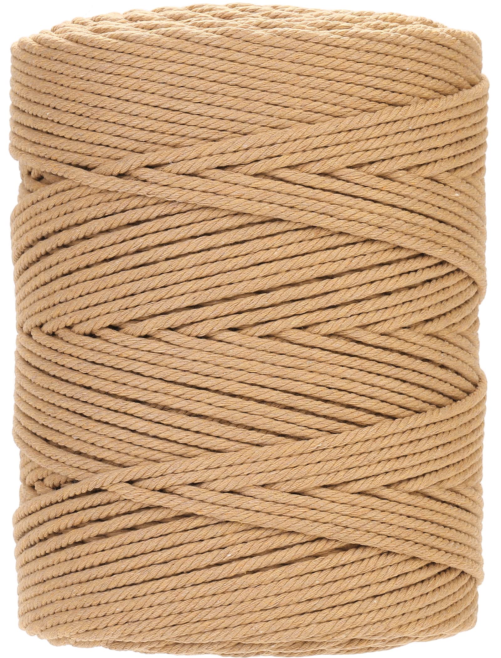 GOHOF Macrame Cord 4mm x 300m Premium Cotton Macrame Rope, 4 Strand Twisted Soft Cotton Cord, One of The Most Perfect Materials for Macrame Art, Cotton String Without Chemicals(latte)
