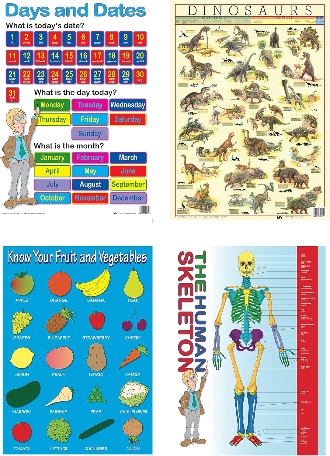 MFY 20 Assorted Laminated A2 Size Educational Posters & Wall Charts for Kids - Bundle of 20, Bright Colours - Image 5