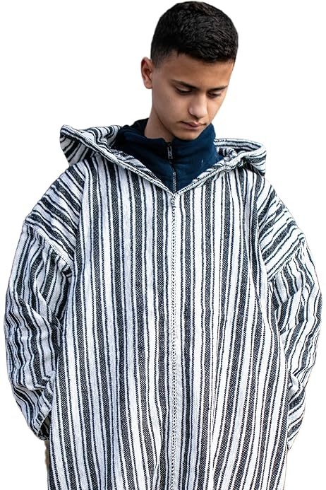 HibArt -Striped Djellaba, Sweater Coat 