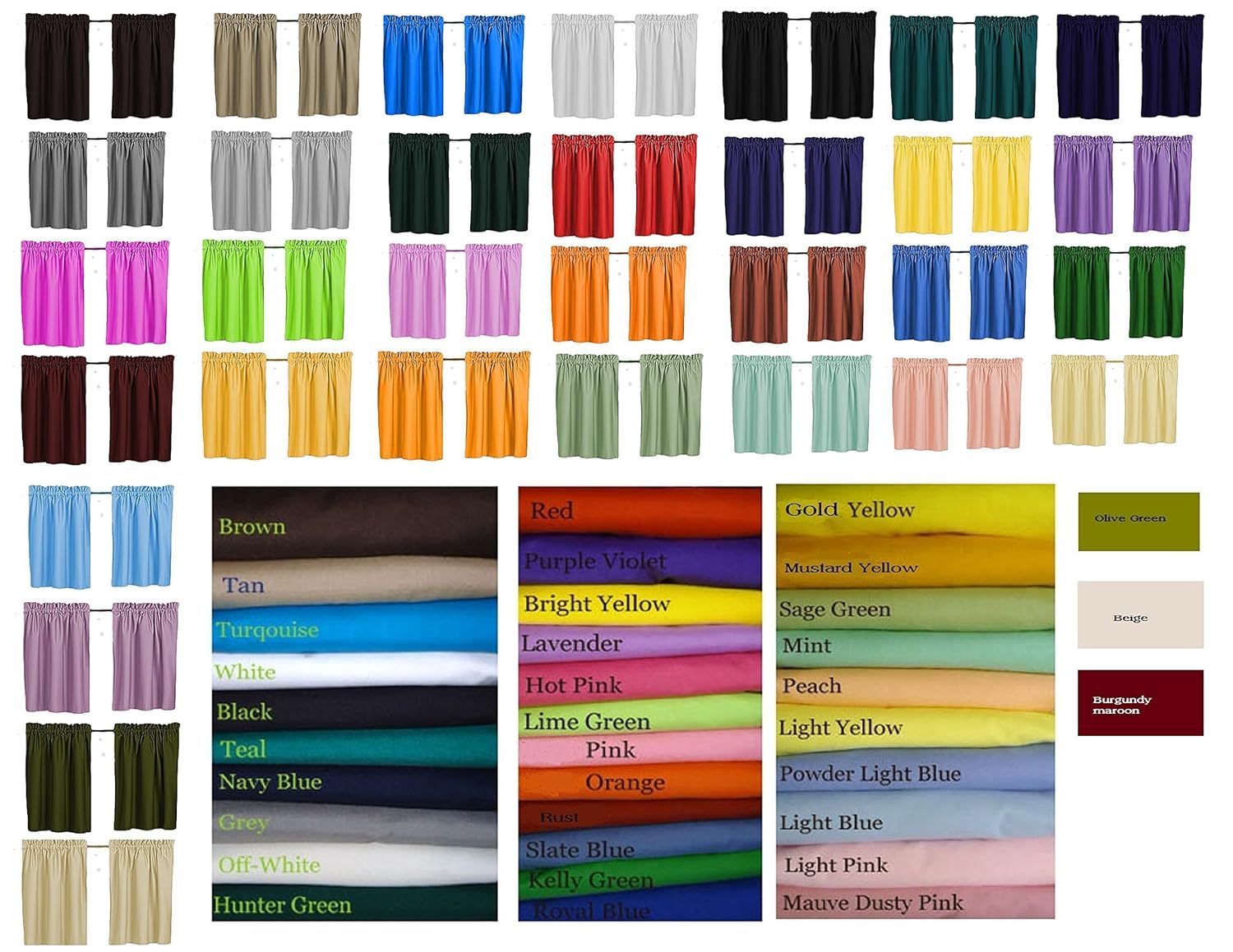 Amazon Com Solid Color Curtains Cafe Laundry Room Tiers