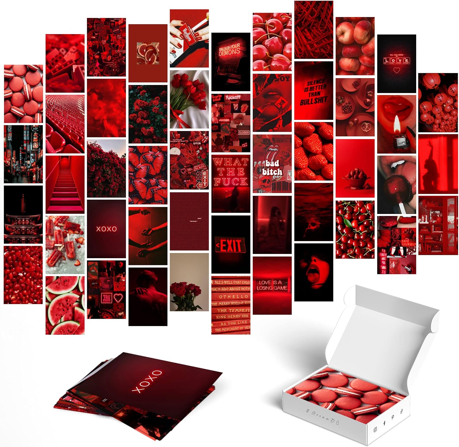 Posters & Prints - Grimm DC Red Collage Kit for Wall Aesthetic Decor Aesthetic Wall Collage Kit for Teen Girls and Women Red Wall Collage Dorm Trendy Trendy Wall Prints Kit Red Room Decor | 4