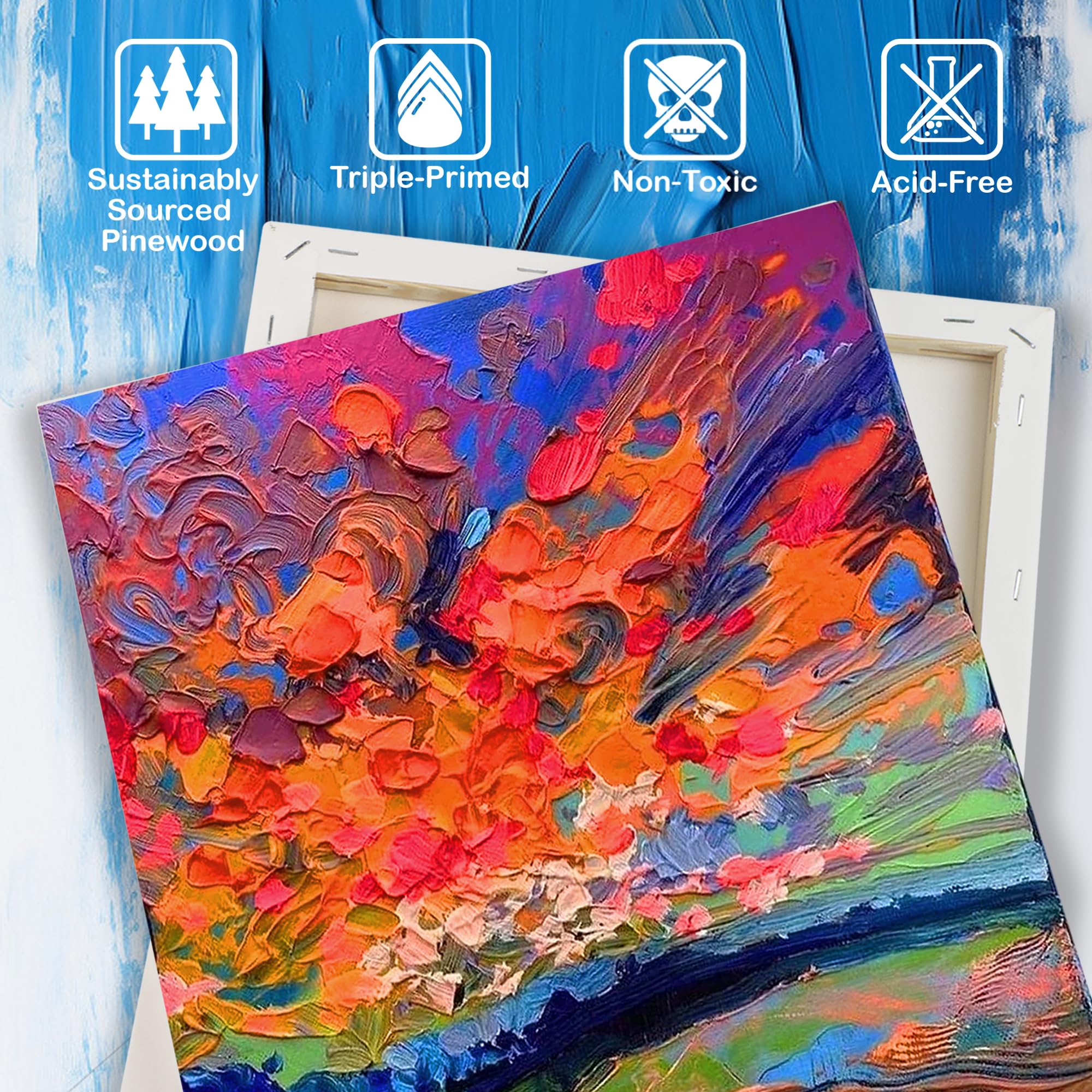 32 Packs Professional Stretched Canvas for Painting, Blank Canvas Art with 5 * 7in, 9 * 12in, 11 * 14in, Value Pack for Acrylic, Oil, Acrylic Pouring