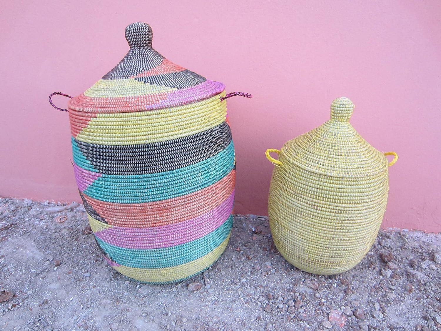 Amazon Com Woven African Laundry Clothes Hamper Solid Yellow Large Fair Trade Home Kitchen