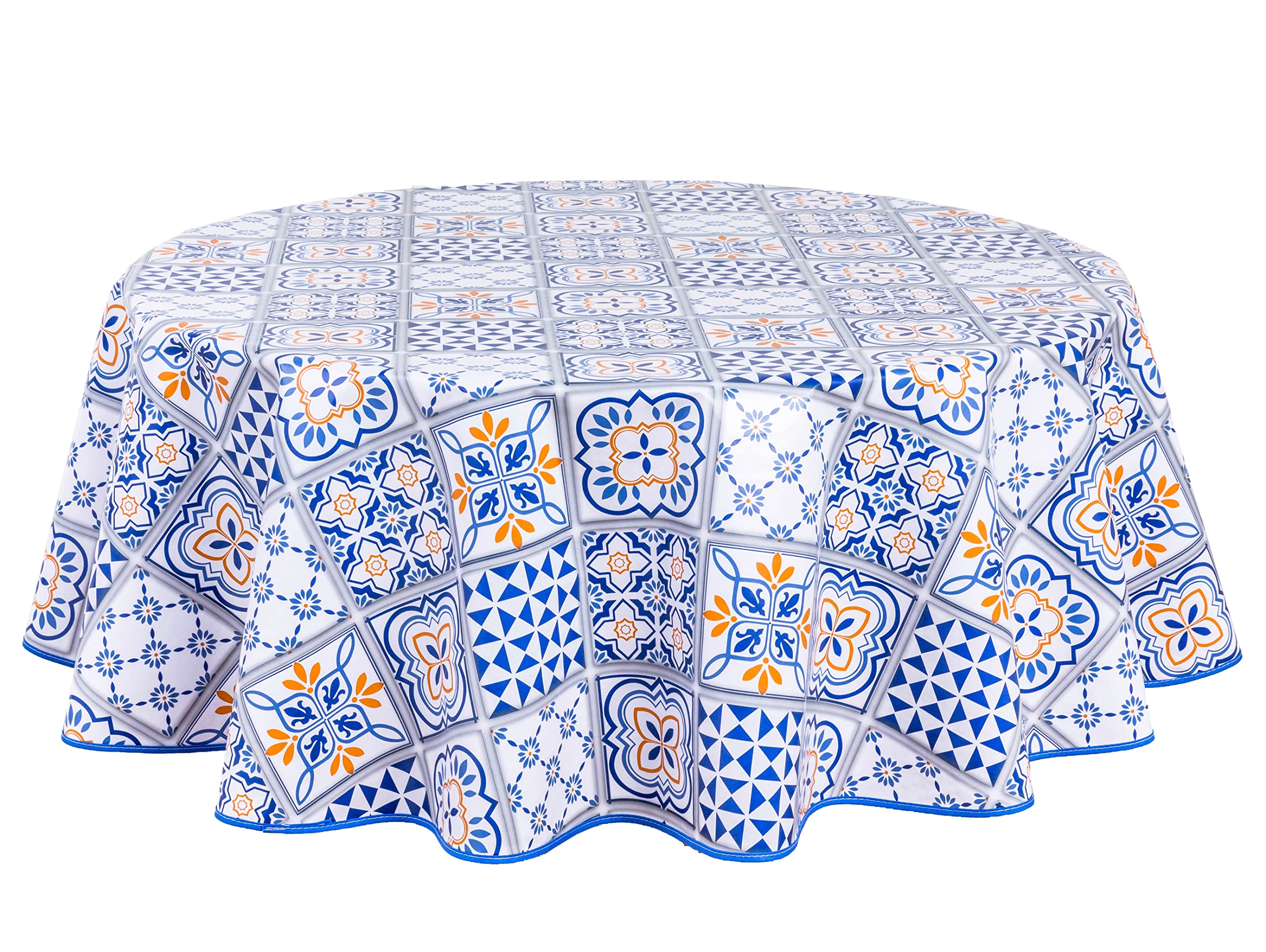 Home Direct Round Oilcloth PVC Wipe Clean Tablecloth Table Cover 140cm 55" Blue