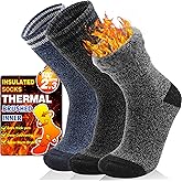 3 Pairs Winter Thermal Socks for Men & Women Warm Winter Ski Thick Boot Insulated Socks for Cold Weather