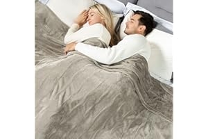 WOOMER [5 Year Warranty Heated Blanket Queen Size Electric Blanket 84"x 90", Soft Flannel Fast Heating, 10 Heating Levels & 0.5-12H Auto Off, Dual Control, Over-Heat Protection, ETL Certification