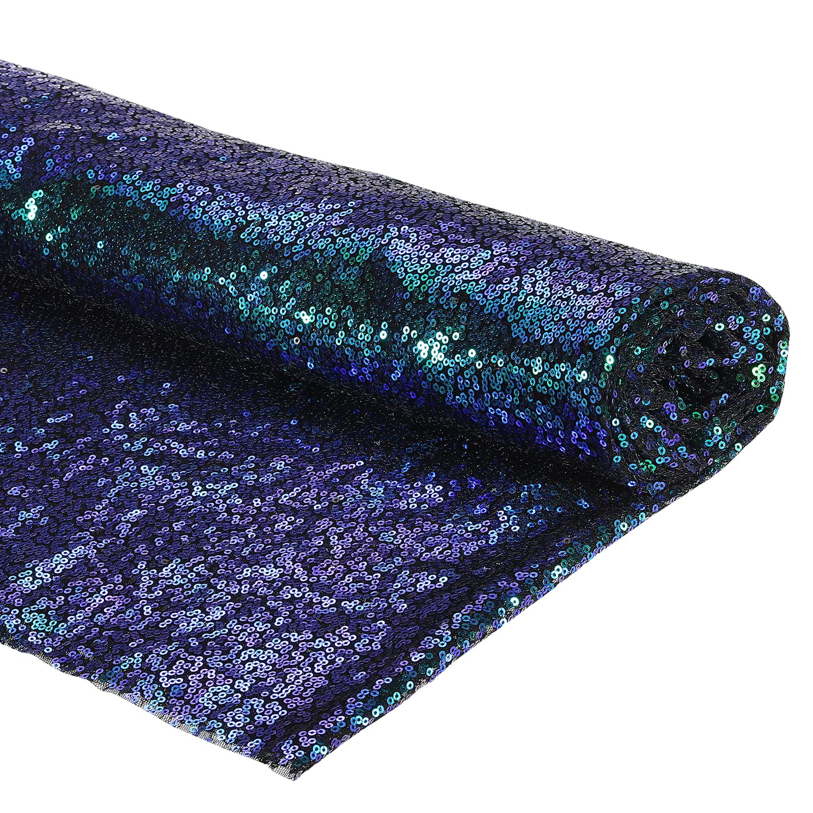 PATIKIL Sequin Fabric Blue, 4 Yards Length 4.9 Feet Wide, Mesh Fabric Full Glitter Sequins Fabric Sewing