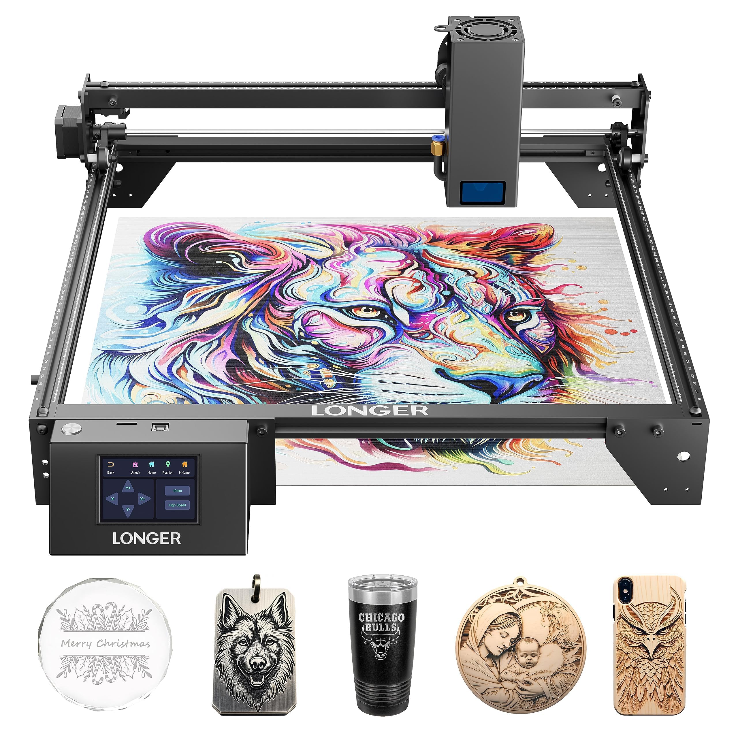 Photo 1 of LONGER RAY5 130W Laser Engraver, 20W Output CNC Laser Cutter DIY Laser Engraving Machine, Exclusive 3.5" Touch Screen for DIY, Cutting Tool for Metal Colorizing, Wood, Acrylic, Leather, Glass