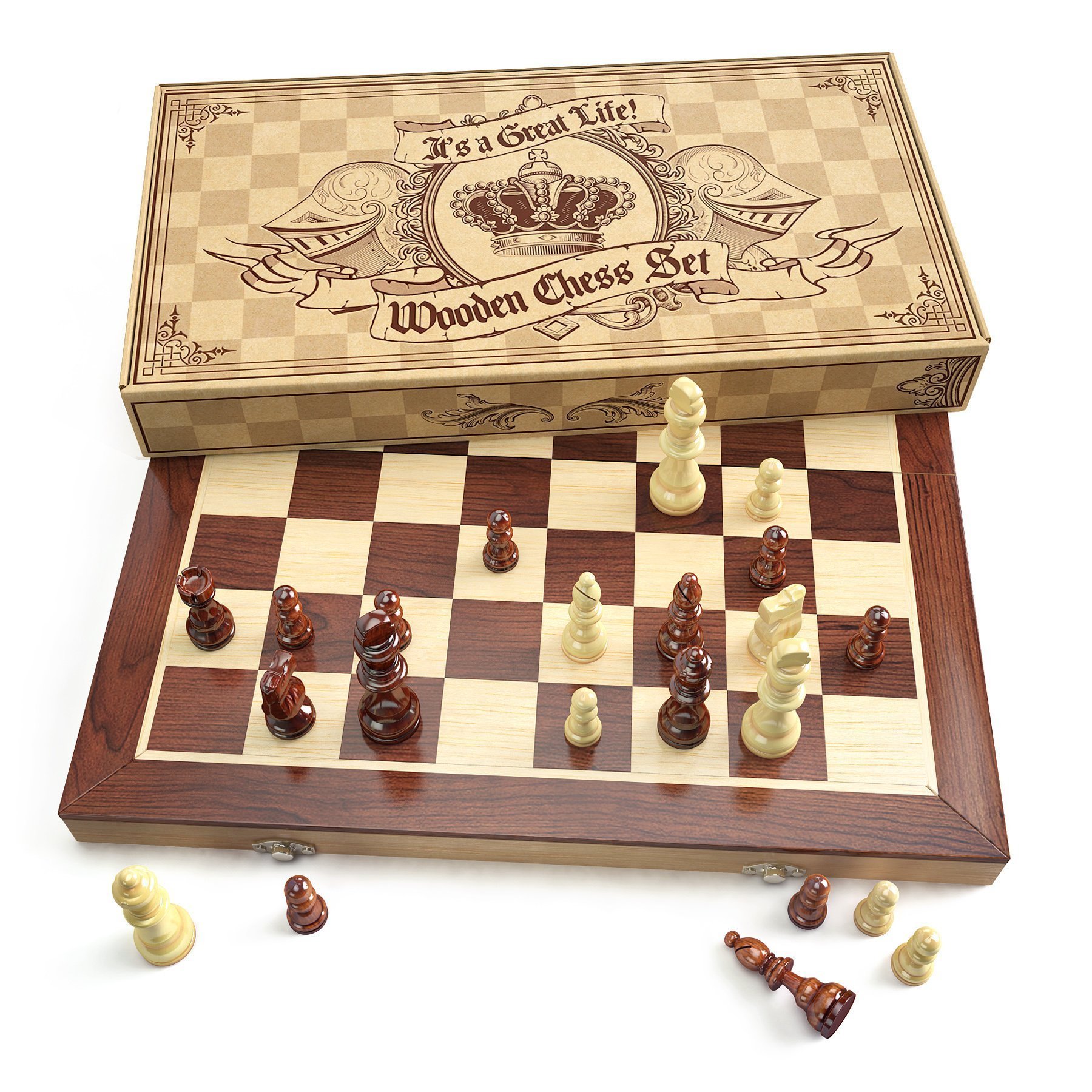 aGreatLife Wooden Chess Set Universal Standard Wooden Chess Board Game