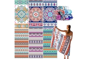 Remagr 12 Pcs Microfiber Oversized Beach Towels Bulk 71"x 36" Extra Large Pool Towels Quick Dry Absorbent Towels Sand Free Towel for Adult Travel Swim Pool Yoga Gym (Dark Color Boho)