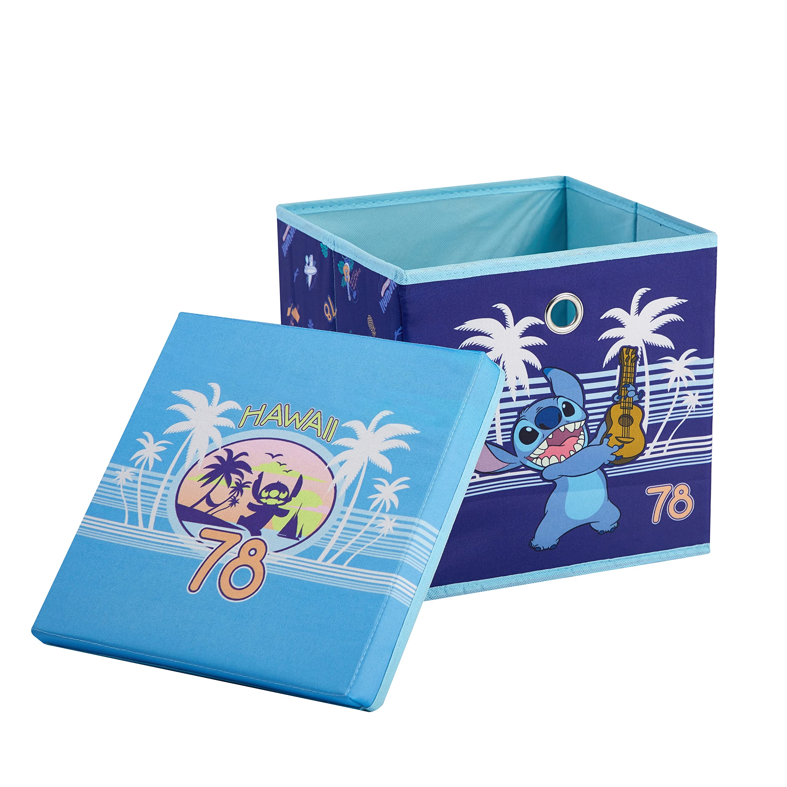 Idea Nuova Lilo and Stitch Collapsible Storage Cube with removable Lid, 10" Wx10 Hx10 D — image 1
