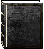 Pioneer Photo Albums 100 Page Leatherette with Gold Stamped Cover 3-Ring Magnetic Album, Black