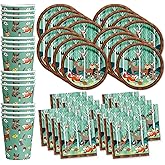 Woodland Animals Birthday Party Supplies Set Plates Napkins Cups Tableware Kit for 16