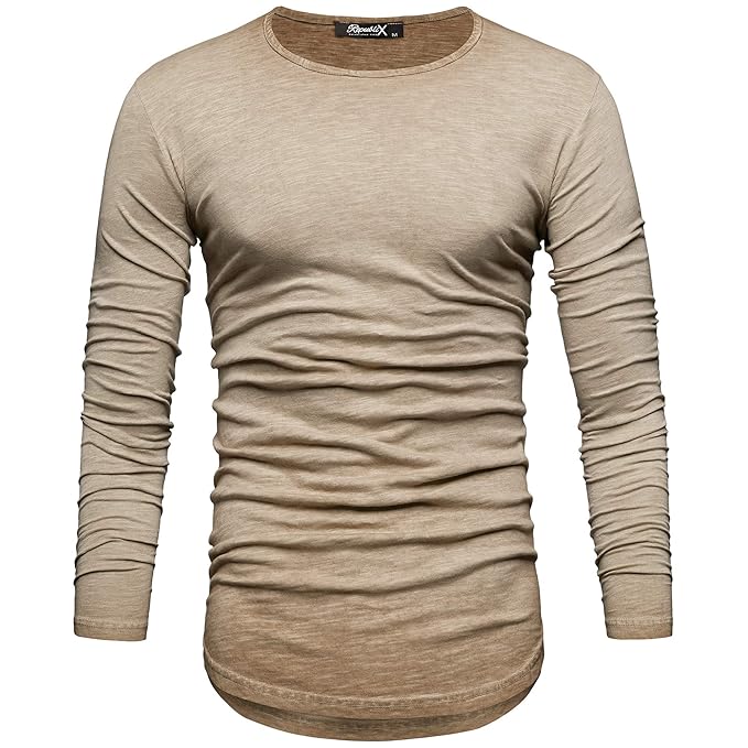 REPUBLIX Oversize Herren Longsleeve Vintage Sweatshirt O-Neck Basic O-Ausschnitt Shirt R-0038