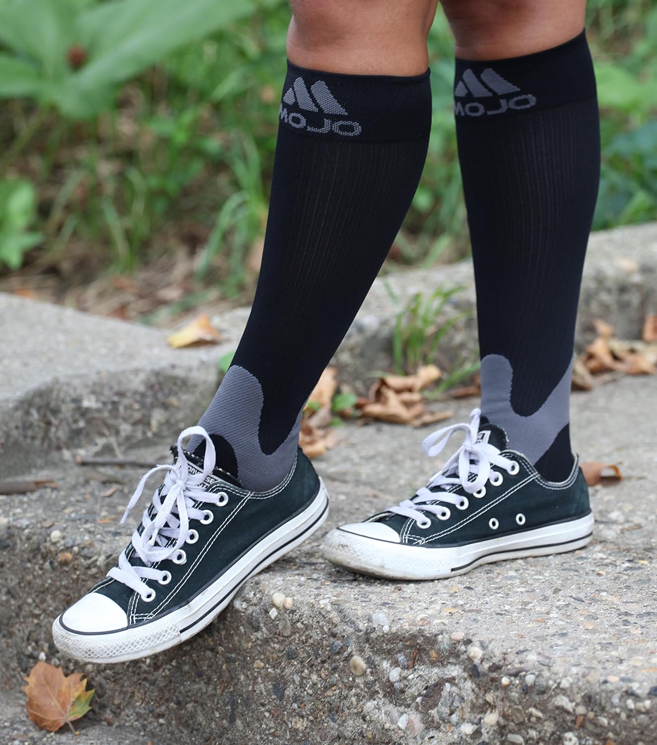 4XL Mojo Compression Socks 20-30mmHg Extra Wide Calf Compression Stockings Plus Size XXXX-L Black: Health & Personal Care
