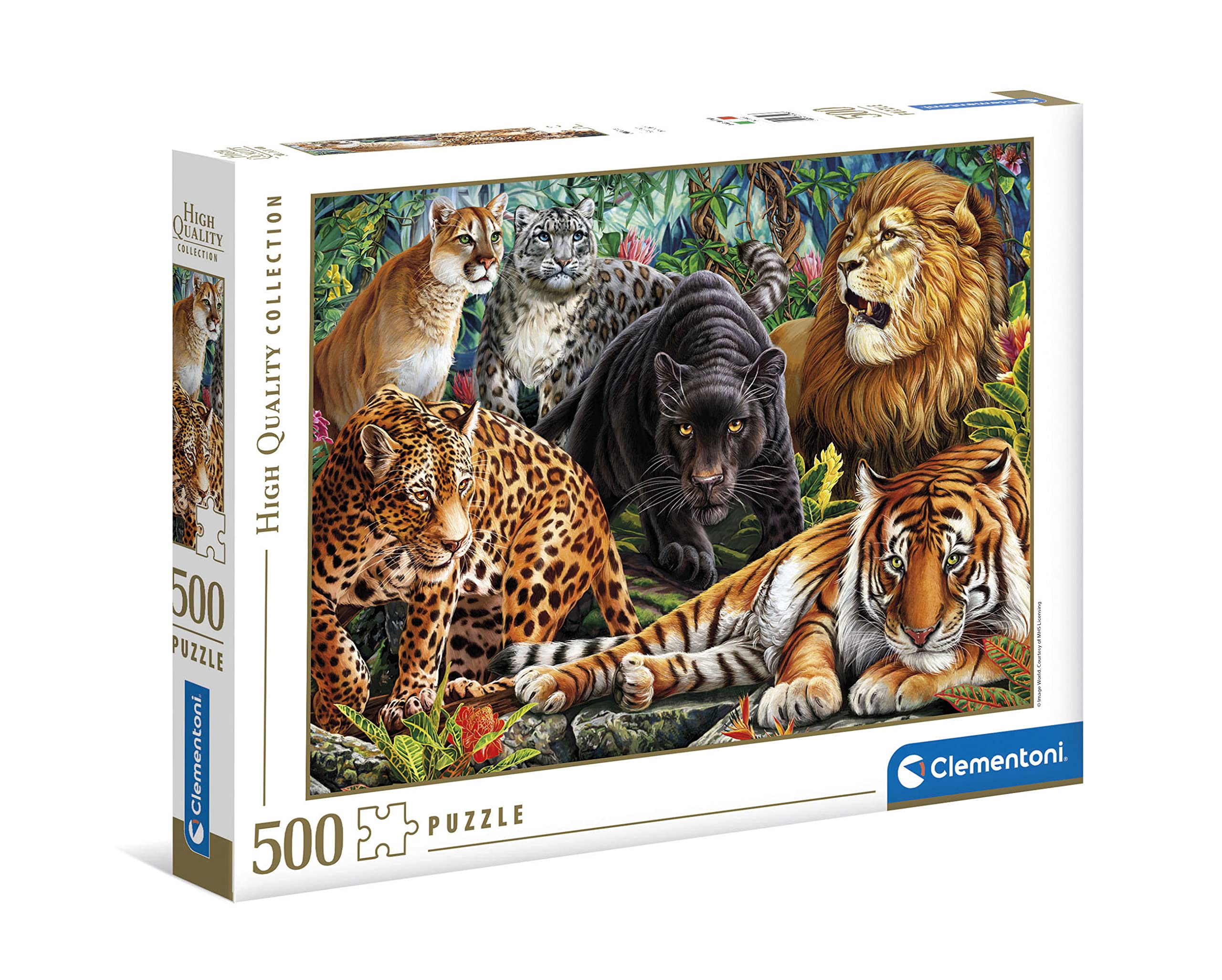 Clementoni - 35126 Collection Puzzle Wild Cats - Jigsaw Puzzle 500 Pieces, Made In Italy, Jigsaw Puzzle For Adults