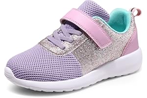 Harvest Land Toddler Glitter Tennis Shoes Slip On Boys Girls Sneakers Casual Running Shoes Woven Breathable with Soft Soled Sports Hook-Loop Outdoor Shoes