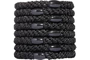 L. ERICKSON U.S.A. L. Erickson Grab & Go Pony - Black Metallic - 8 Pack Ponytail Holder Hair Ties