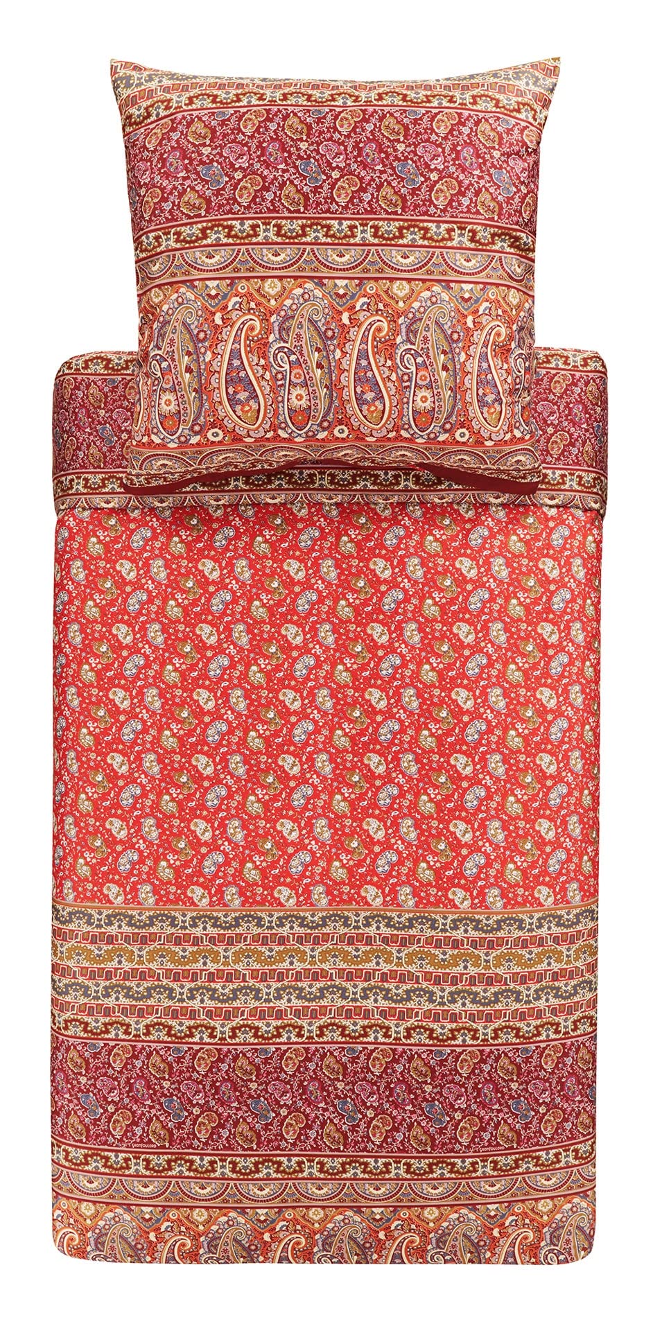 Bassetti Imperia R1 9325199 Bed Linen Set Cotton Mako Satin Red 2-Piece with Zip 240 cm x 220 cm 80 cm x 80 cm