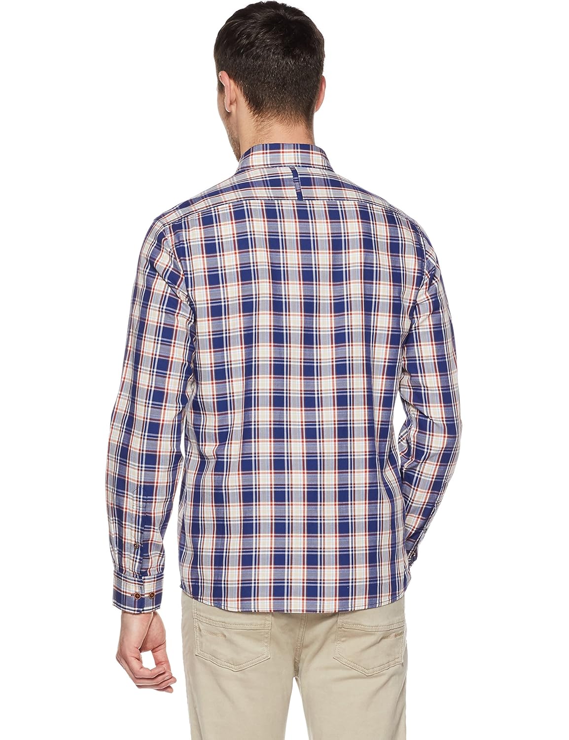 arrow jeans men's checkered slim fit cotton casual shirt