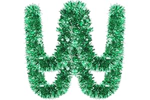 Ceenna 150 Feet Christmas Tinsel Garland Metallic Twist Garland Shiny Hanging String Ornaments for Christmas Tree Party Supplies Indoor and Outdoor Decoration(Green)