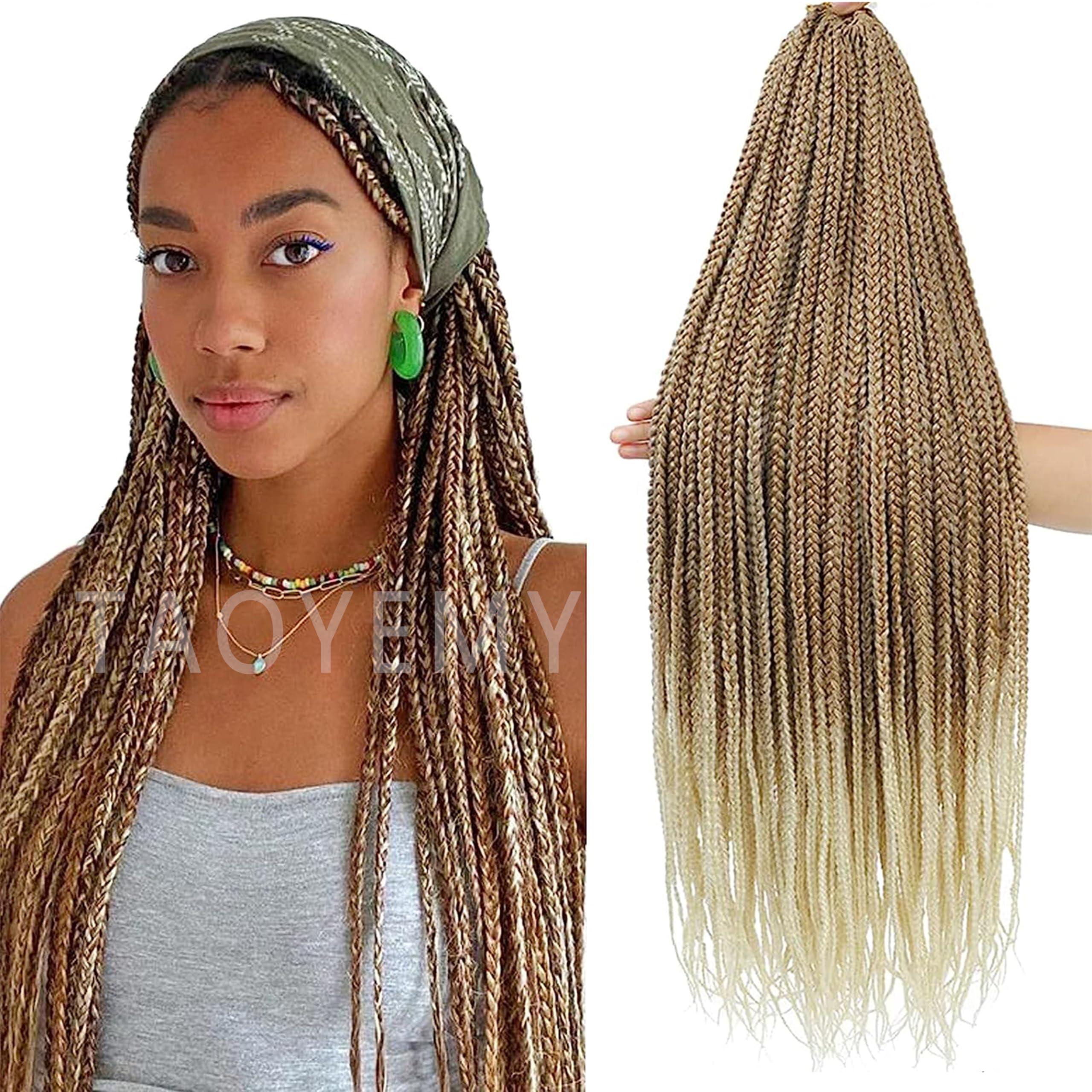 TAOYEMY Box Braids Crochet Hair Extensions 24 Inch 6 Packs, 22 Strands/Pack, Synthetic Braiding Hair for Women & Girls (70#, 24 inch) — image 1