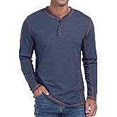 Sailwind Men's Henley Shirts Long Sleeve Casual Classic Tee Cotton Button Henley Maverick T-Shirts