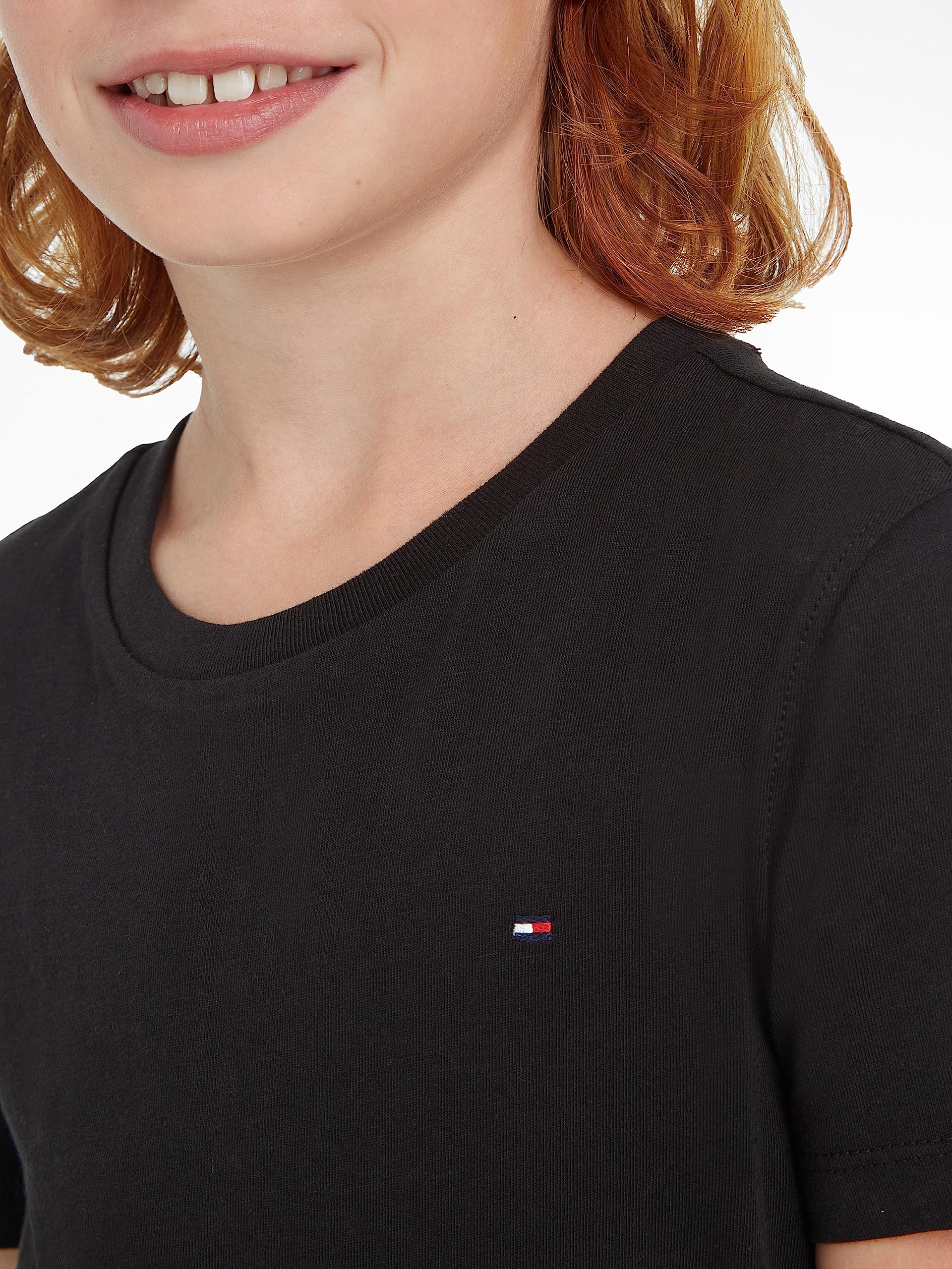 Tommy Hilfiger Jungen Boys Basic Cn Knit S/S Kb0kb04140 Kurzarm Strickoberteile, Schwarz (Meteorite), 8 Jahre EU 3