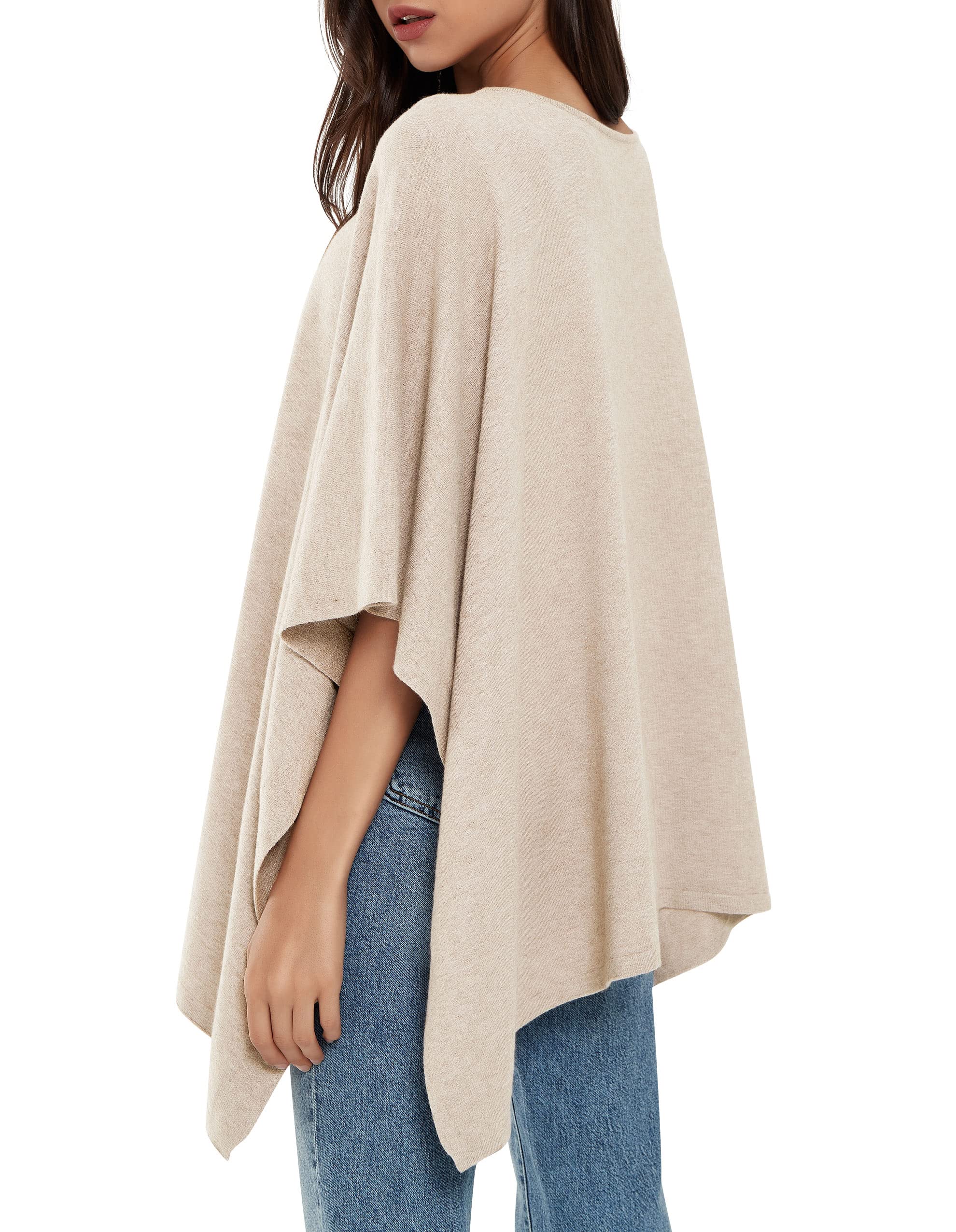 PULI Womens Pullover Poncho Sweater Cashmere Feel Shawl Wraps Loose Fitting Baggy Tops for Fall Winter