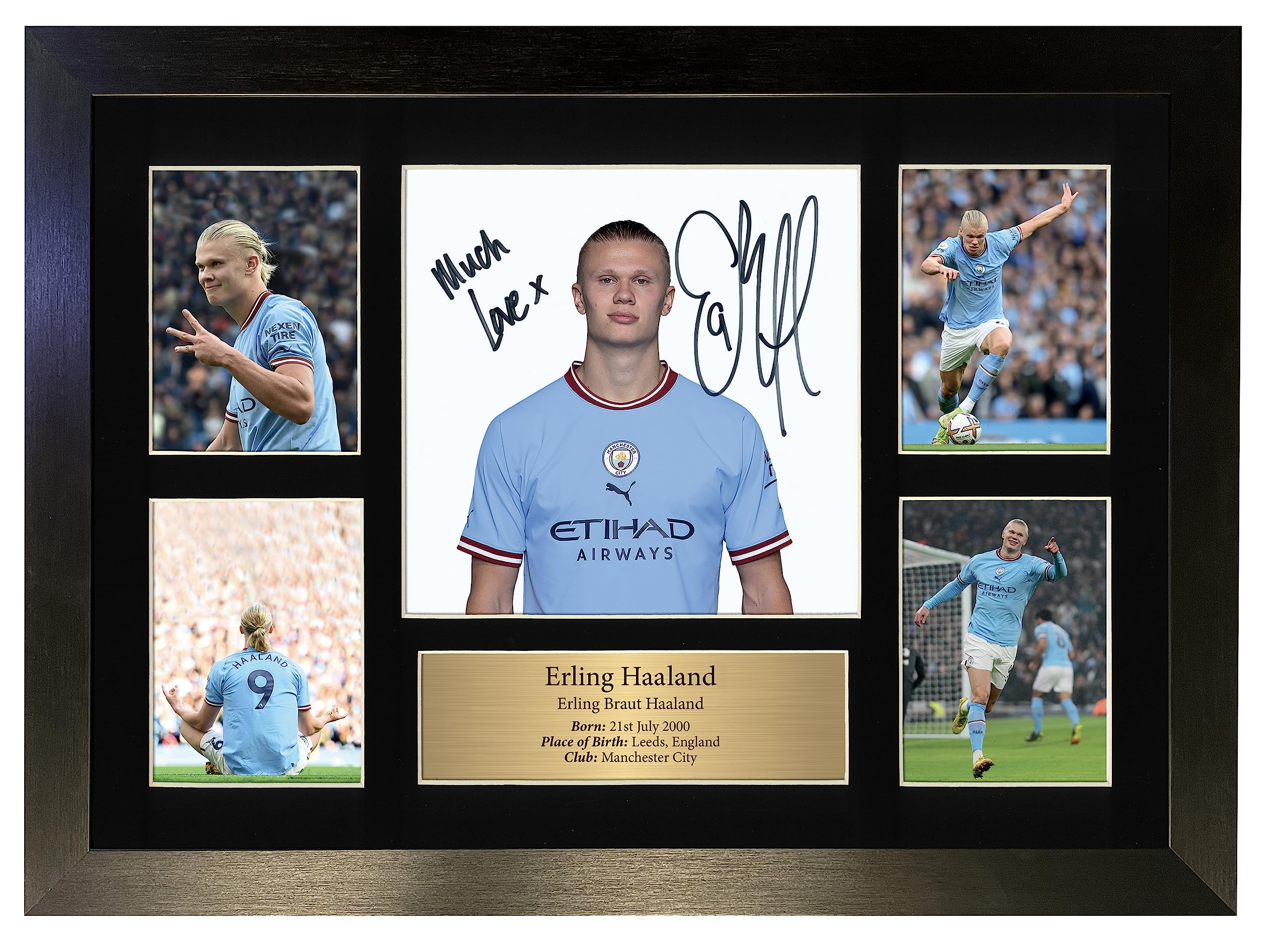 Erling Haaland Autograph Memorabilia Man City Display Signed A3 (Frame Size 460 x 340mm) Printed Autograph Photo Haaland (Ultimate Football Heroes Picture Football Poster Gifts No125