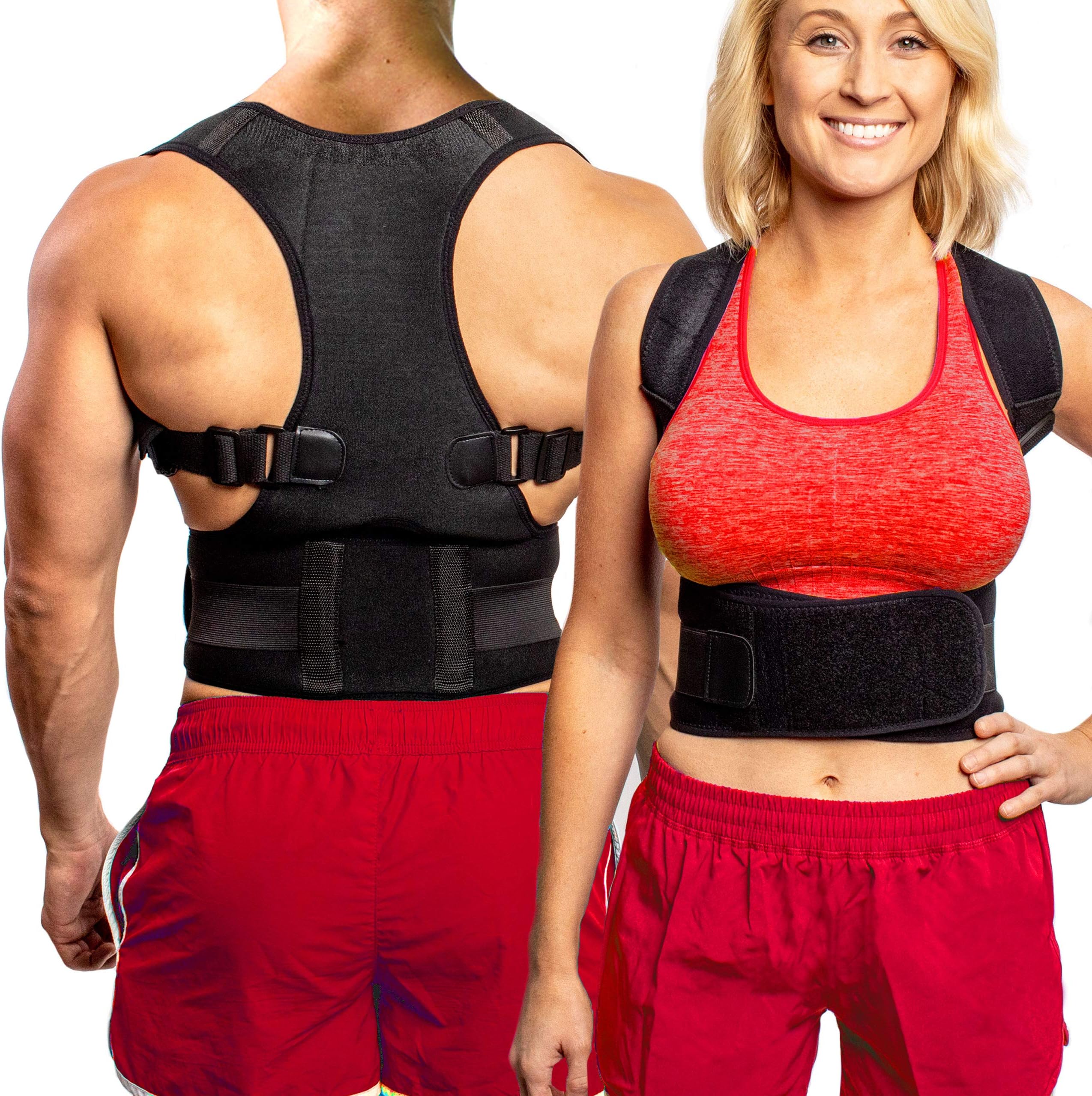 Back Brace Posture Corrector - Best Fully Adjustable Support Brace - Improves Posture and Provides Lumbar Support - for Lower and Upper Back Pain - Men and Women