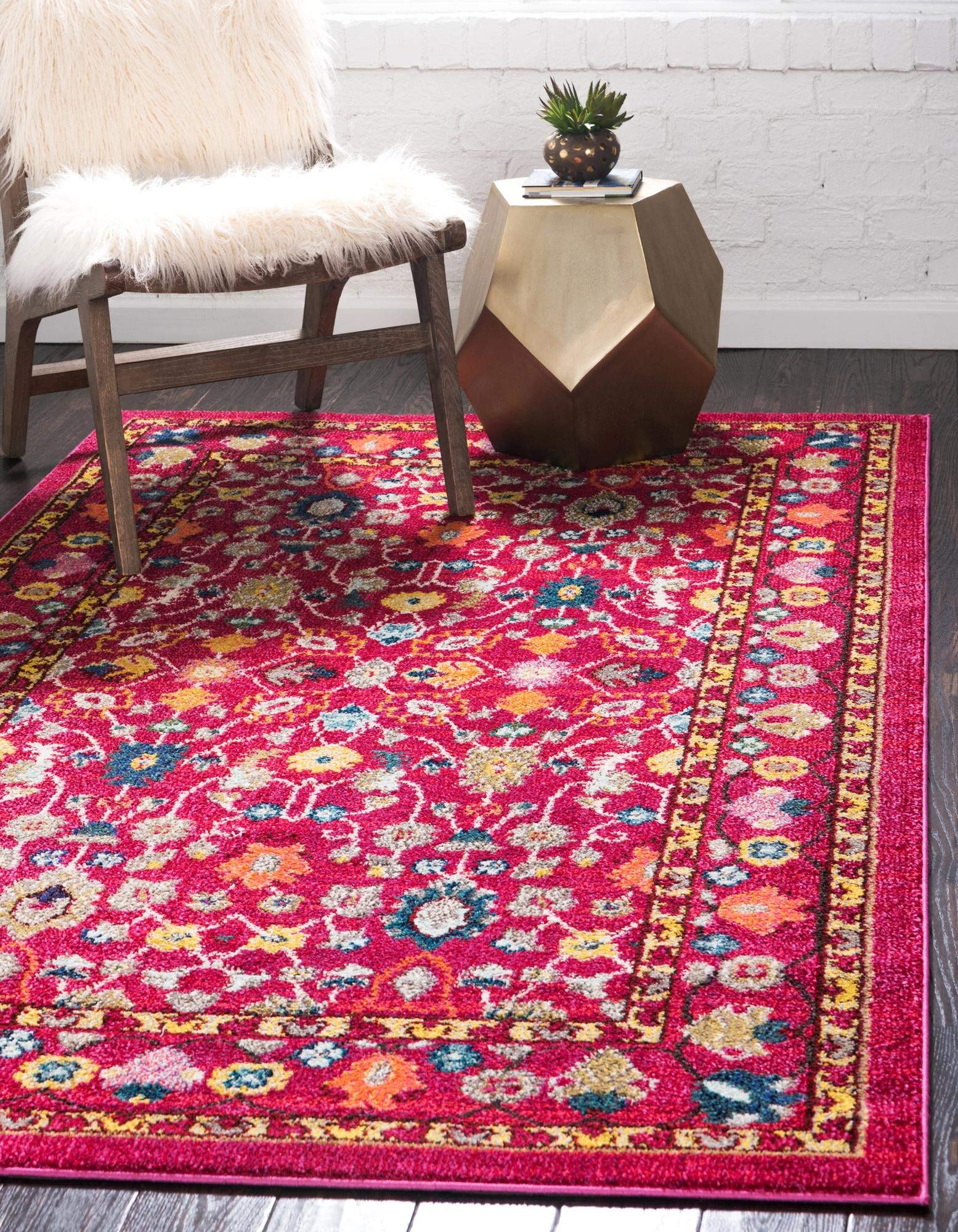 Rugs.com Fleur Collection Rug – 3' x 5' Pink Medium-Pile Rug Perfect for Entryways, Kitchens, Breakf