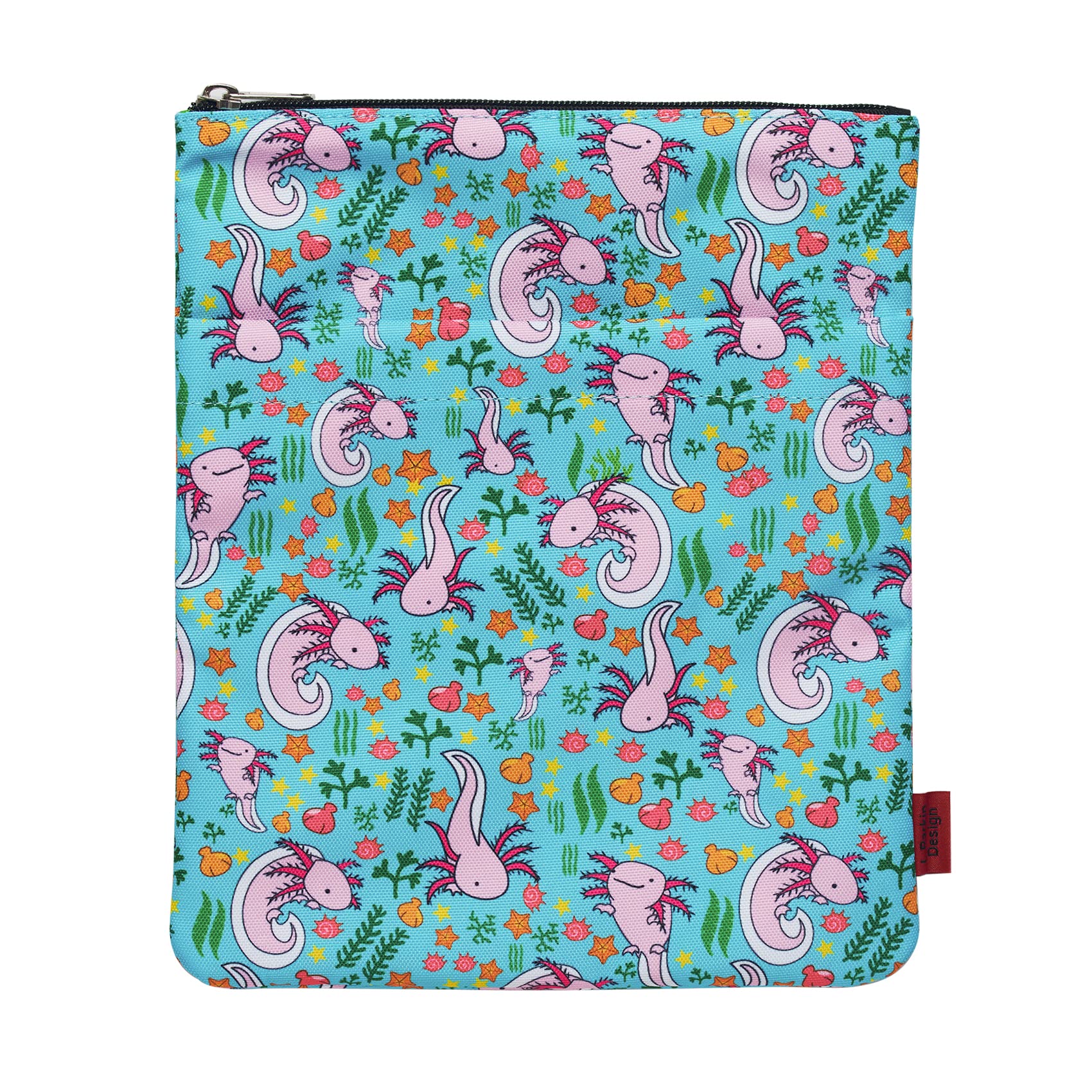 Axolotl Gifts Book Sleeve with Zipper and Front Pocket, Book Covers for Paperback, 11 x 8.5 Inch, Book Lovers Gifts