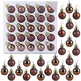 Christmas Concepts® Pack of 25-25mm Mini Christmas Tree Baubles - Shiny, Matte & Glitter Decorated Ornaments (Mocha)