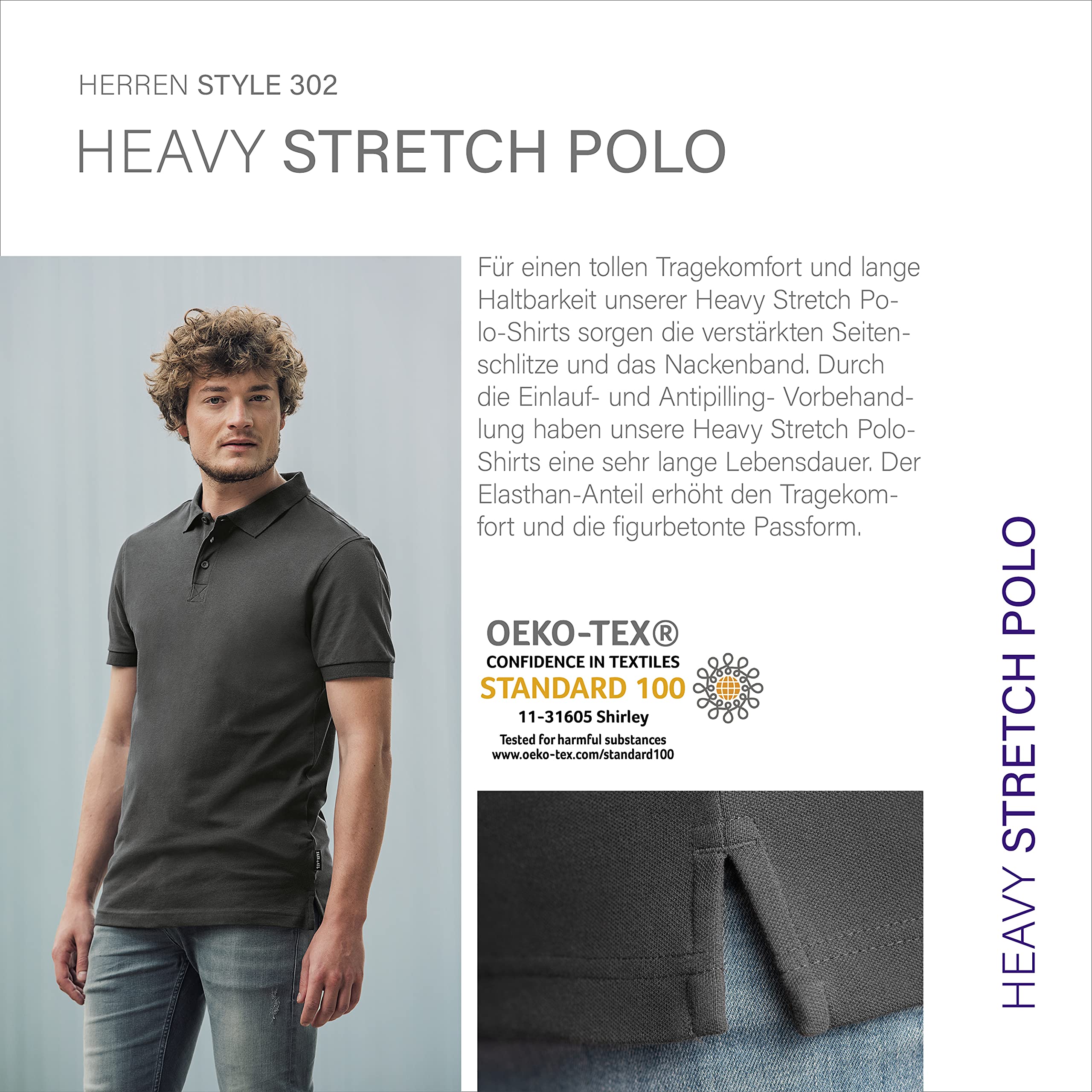 HRM Heavy Performance Polo, Schwarz, Gr. M | Premium Herren Polo Shirt | Basic Polohemd Bis 60°C Waschbar | Hochwertige & Nachhaltige Bekleidung | Workwear 5