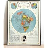 CBS World Airline Routes 1943 Historical Map Print - Polar Projection - 18in x 24in