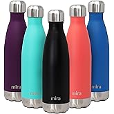 MIRA 17 oz Insulated Water Bottle - Stainless Steel Cola Shape Thermo - Double Wall Hot & Cold Flask (24Hr Cold/12Hr Hot) - Matte Black