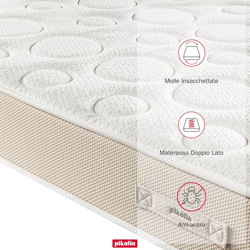 Materasso Matrimoniale 150 x 200 cm Memory Foam Altezza 28 cm Materasso Ortopedico Premium Nucleo Molle Insacchettate Extra Comfort Doppia Faccia Trattamento Igienico Antiacaro