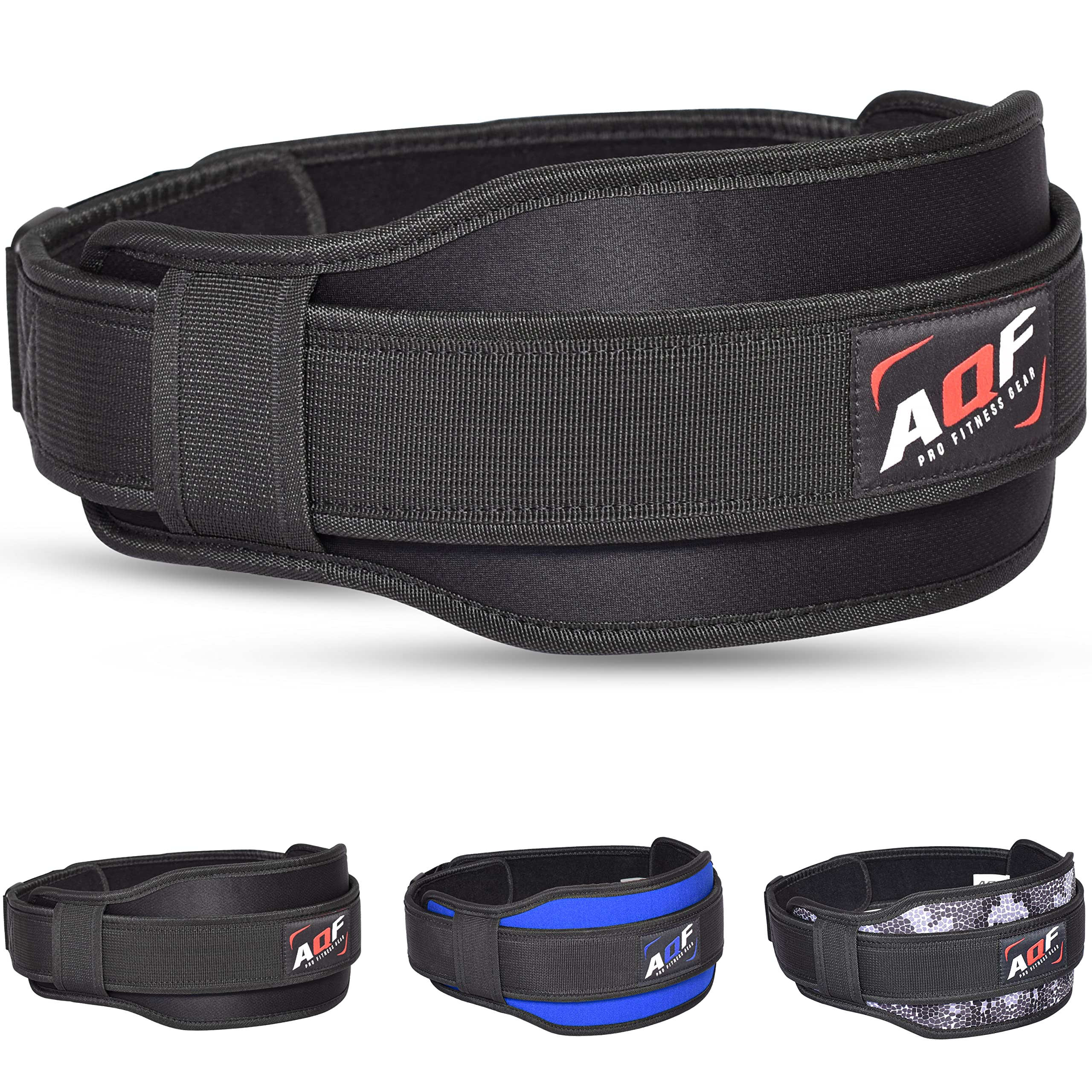 AQF Weight Lifting Belt Back Support Contoured 5.5 Inch Neoprene Back & Core Lumbar Support for Bodybuilding, Powerlifting, Squats, Deadlifts, Strength Training & Exercise (Black, XS)